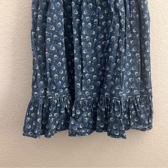 Gymboree Girls Size 12 Denim Style Dress With White Flowers - Picture 3 of 6